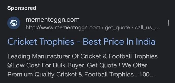 Advertentie met de ‘Sponsored’ tag.
